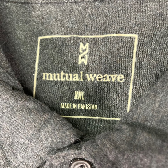 Mutual Weave Men's XXL Charcoal Heather Long Sleeve Polo Shirt Double Pocket - Picture 3 of 10